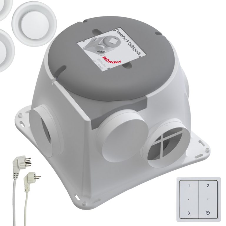 Zehnder ComfoFan Silent woonhuisventilator set | 425 m³/h | Vochtsensor | Perilex stekker